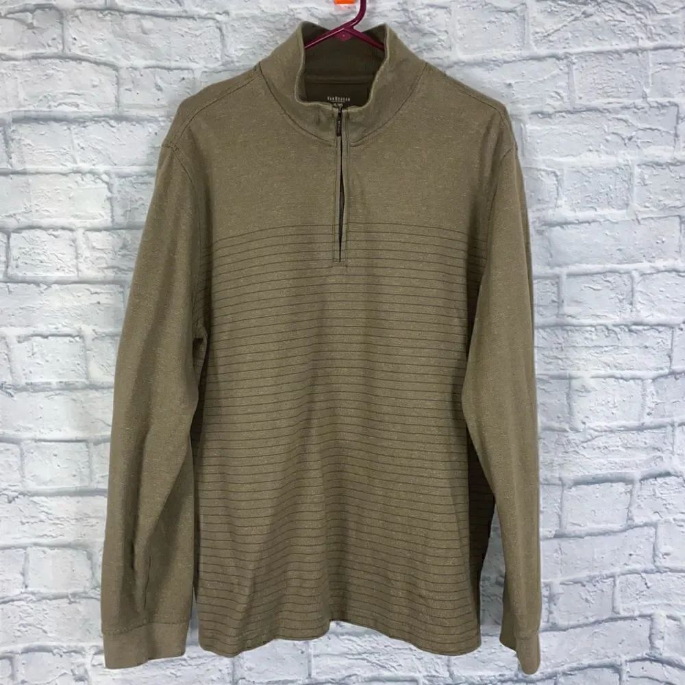 Van Heusen cotton blend quarter zip pullover w/stripes XL Men